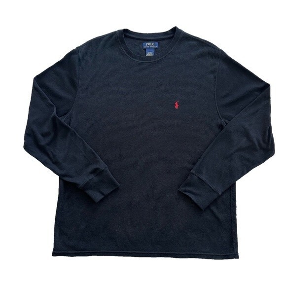 Polo Ralph Lauren Men’s Black Waffle Knit Long Sleeve Size XL - Picture 2 of 8